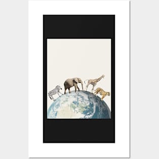 Animals walking on Earth planet Posters and Art